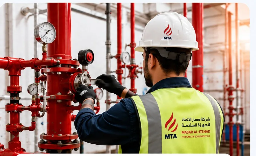 A Masar Al-Ittihad technician servicing a fire pump network
